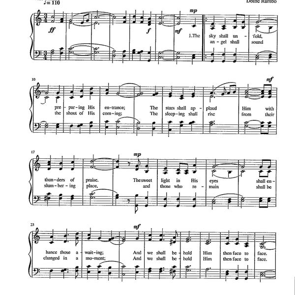 We Shall Behold Him - Digital Hymn Tune by Dottie Rambo for Piano Organ Voices - Key of C