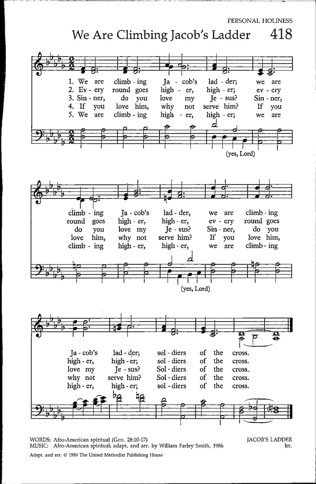 We Are Climbing Jacob's Ladder Digital Hymn Tune Sheet Music Key of D