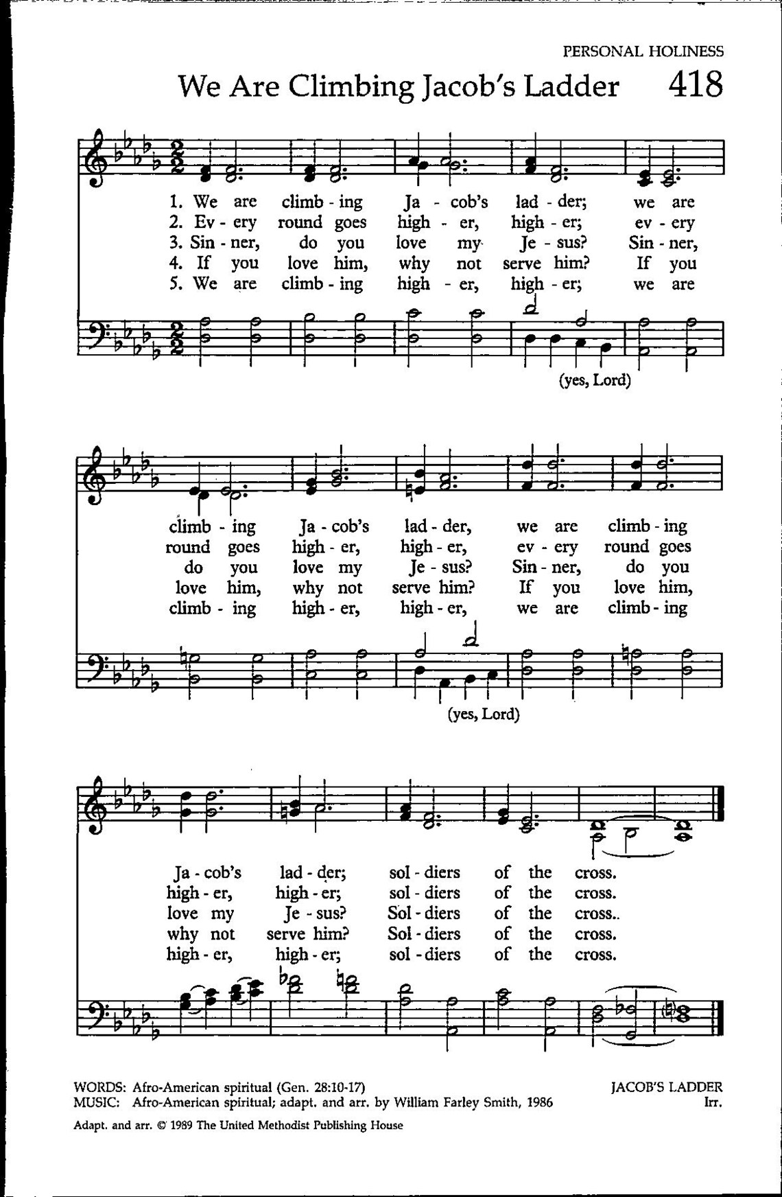 We Are Climbing Jacob's Ladder Digital Hymn Tune Sheet Music Key of D