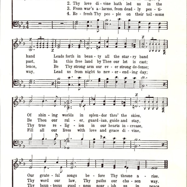 God of Our Fathers Whose Almighty Hand - Digital Hymn Sheet Music - Key of E Flat