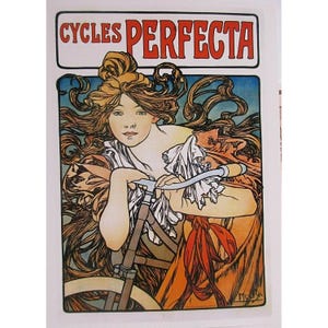 Cartão postal de arte - Cycles Perfecta 1897, de Alphonse Mucha, artista