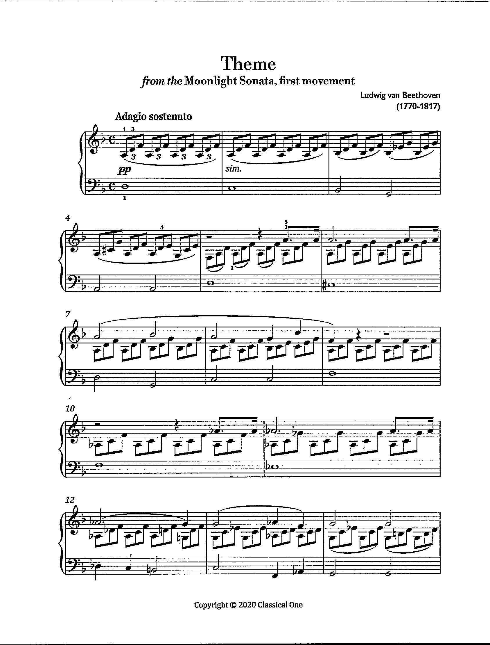 Theme From the Moonlight Sonata First Movement - Easy Digital 