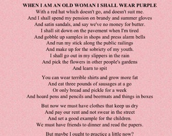 When I am an Old Woman by Jenny Joseph 1961 - Digital Warning Poem