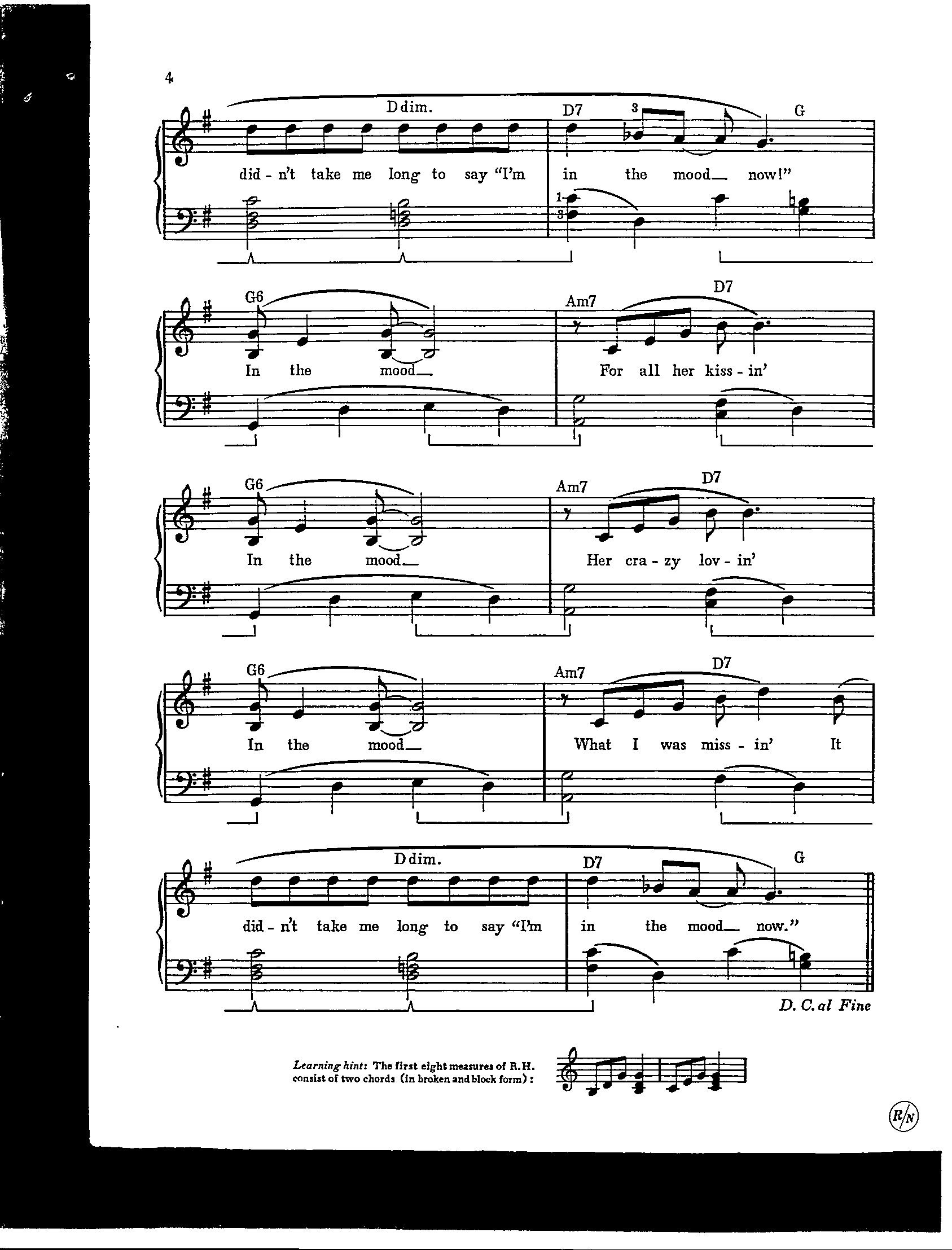 In the Mood Sheet Music 1939 - Digital Download for Piano Vocal Guitar ...