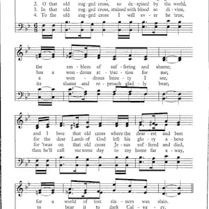 The Old Rugged Cross Sheet Music - Digital Download Hymn Tune Key of B Flat