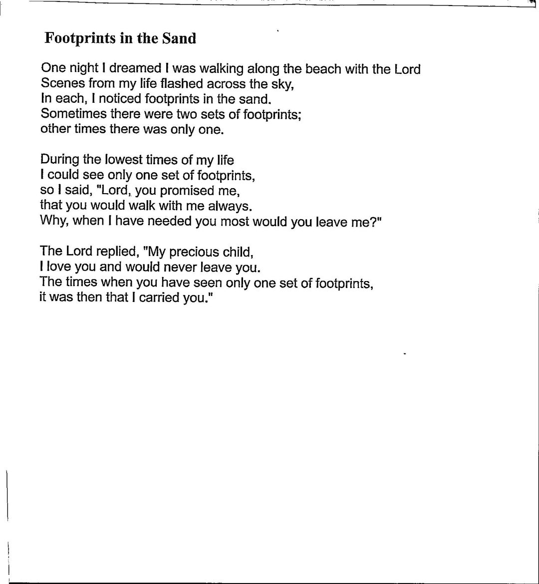 Footprint in the Sand Digital Download Religious Poem Etsy