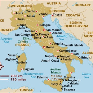 Italien und Inseln -Reisekarte als digitaler Download