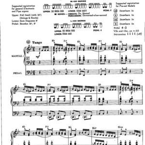 May include: Sheet music for a song titled "Adios Muchachos" by Sanders, arranged by Mark Laub. The music is written in the key of F major and includes a tango rhythm. The sheet music includes instructions for playing the song on a piano or organ.