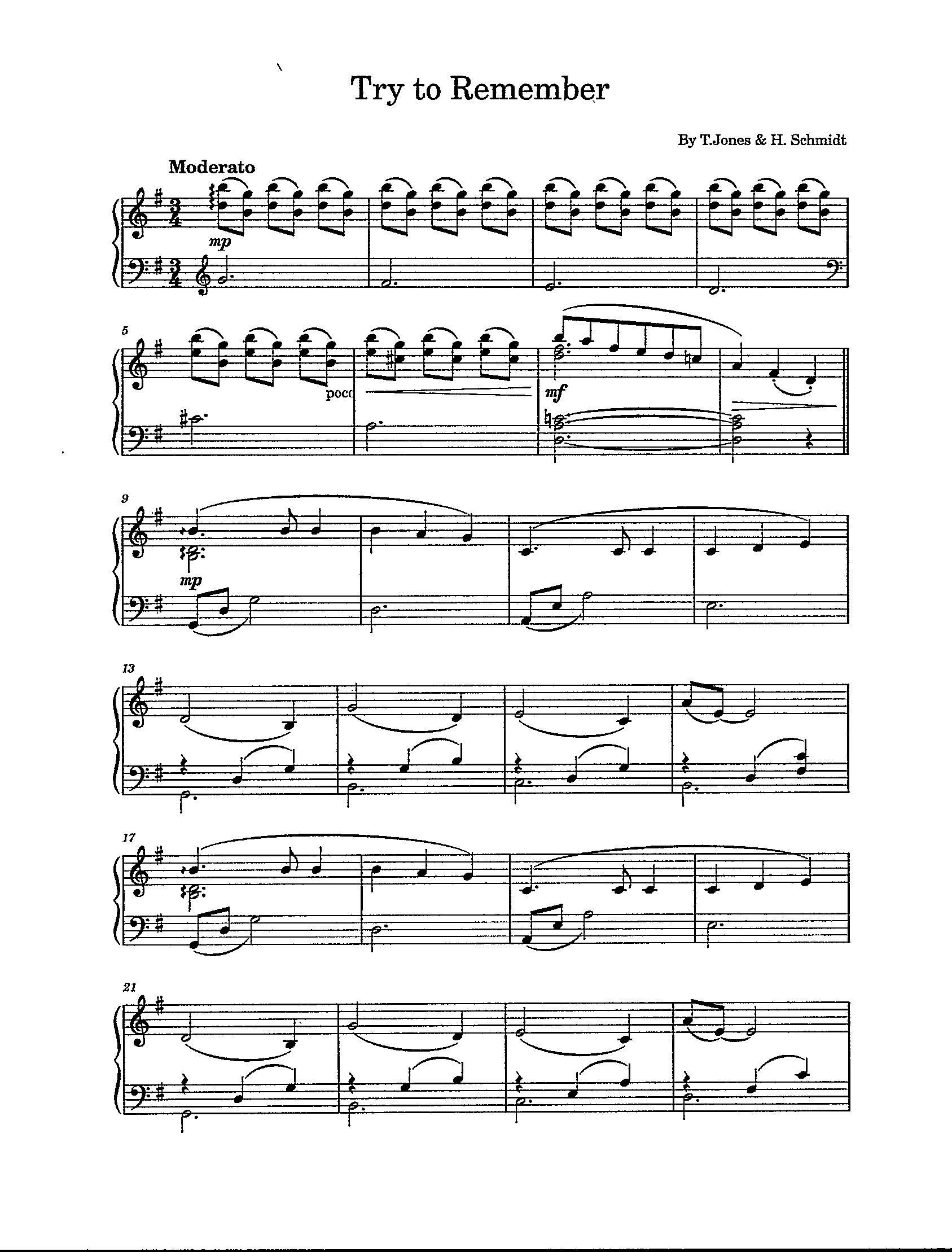 Try to Remember - Digital Piano Solo - Key of G - Etsy