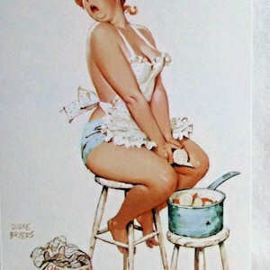 Art Postcard - Duane Bryers, Artist - Hilda Slicing Onions and Crying - Unposted