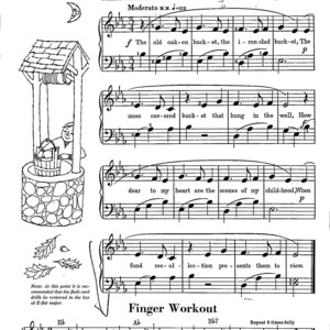 The Old Oaken Bucket (Folk Song) - Digital Piano Sheet Music Key of E Flat Late Beginner Level