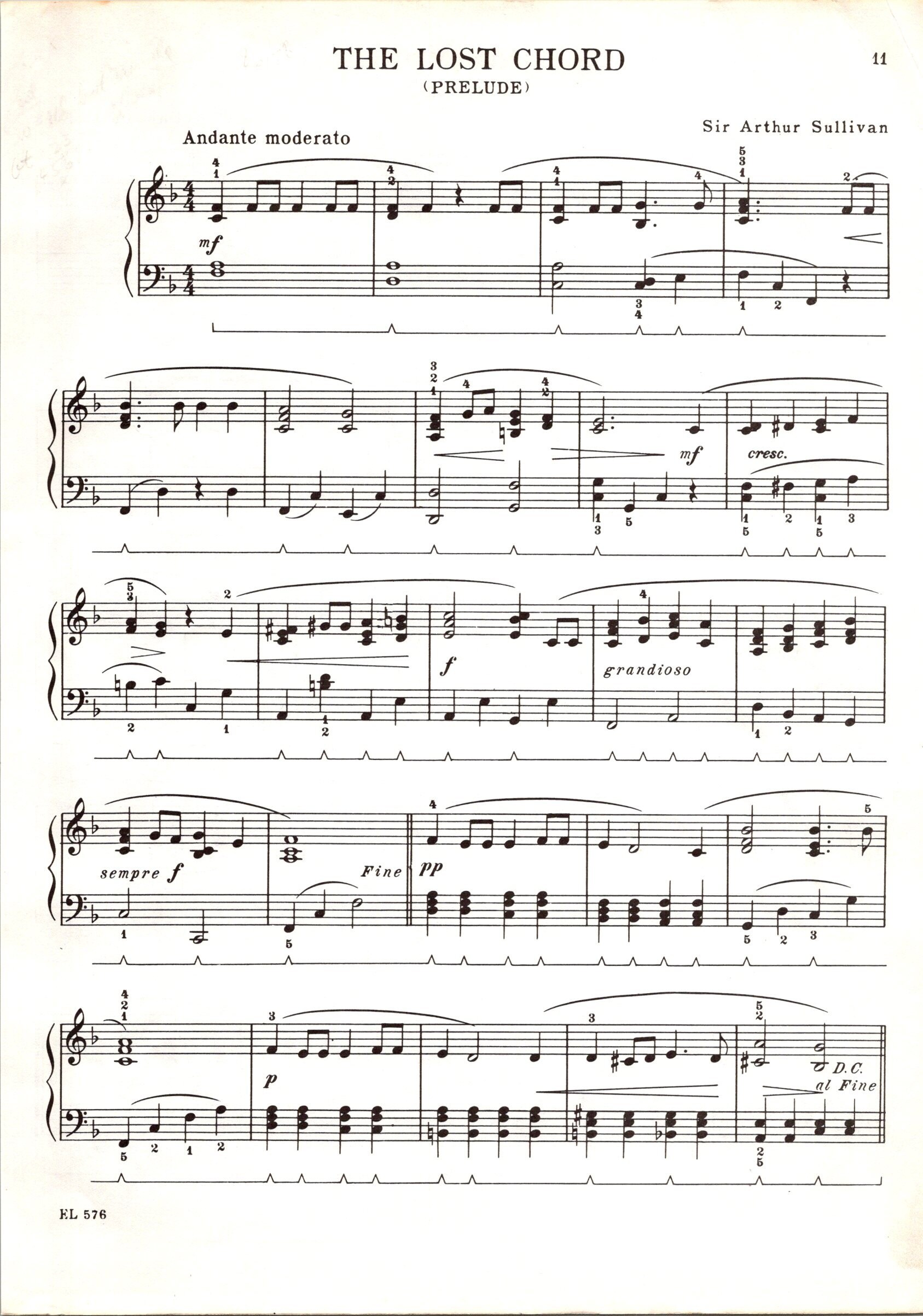 The Lost Chord (prelude) by Sullivan DIGITAL Church Sheet Music