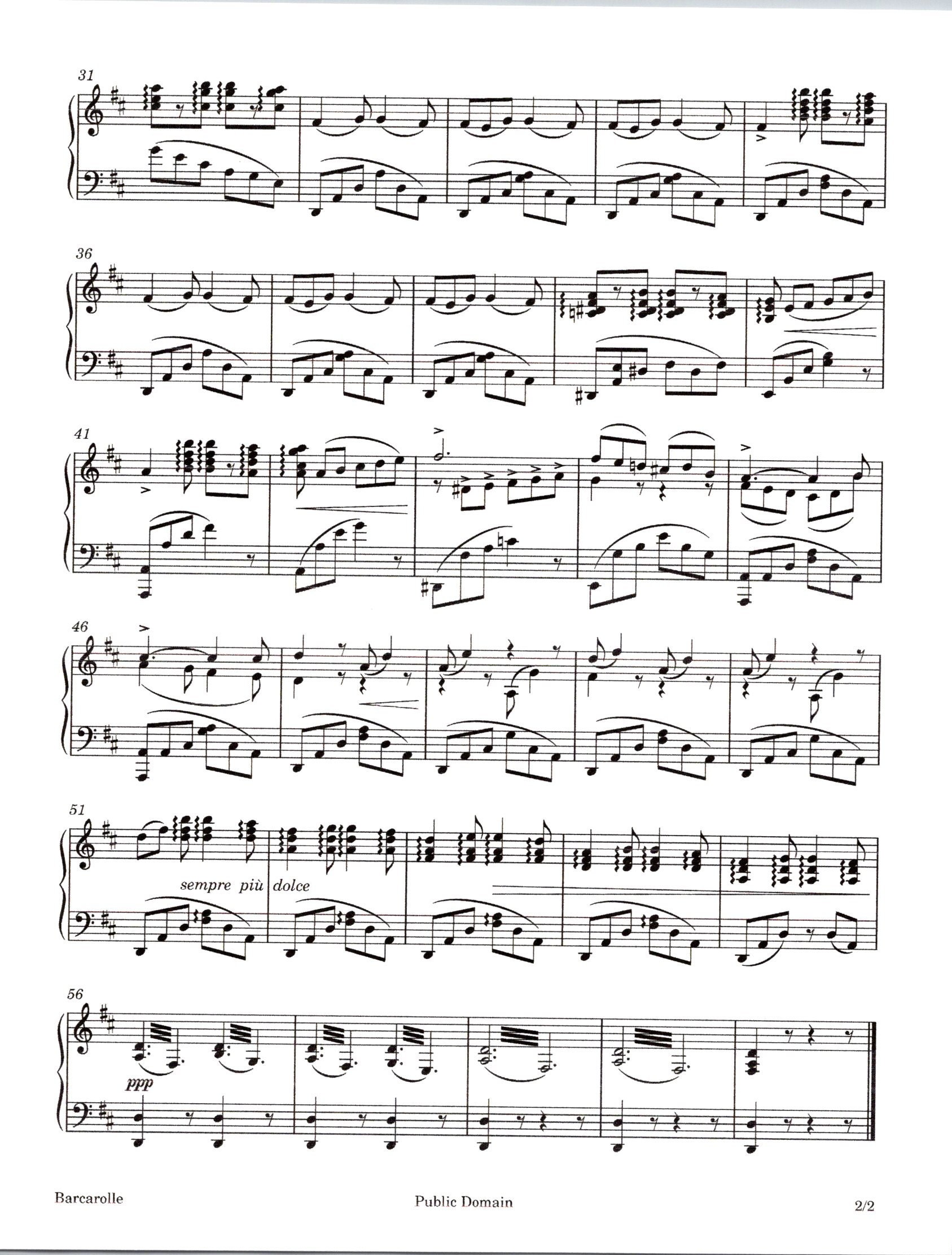 Barcarolle (hoffmann) - Digital Download Piano Solo by Offenbach ...