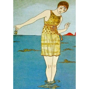 Carte postale Art déco George Barbier - réimpression 1913 Journal n°101 maillot de bain