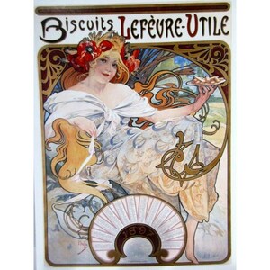 Cartão postal de arte - Biscoitos Lefevre-Utile 1896, por Alphonse Mucha, Artista