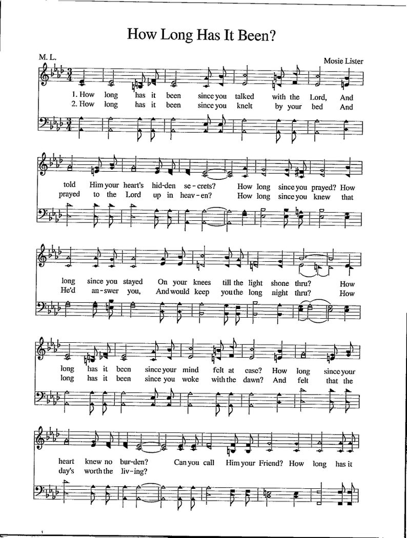 How Long Has It Been? Digital Download Hymn Tune - Etsy