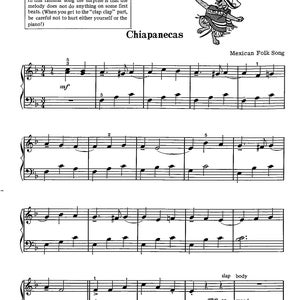Chiapanecas Mexican Folk Song Piano Solo - Digital Download Key of F Early Intermediate