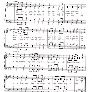 In My Heart There Rings a Melody Sheet Music - Digital Hymn Tune 3 Verses Key of A Flat Intermediate Level
