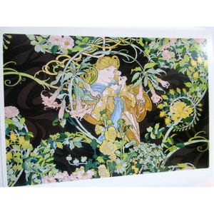 Cartão postal de arte - Mulher com margarida, 1900 Artista Alphonse Mucha, Tcheco