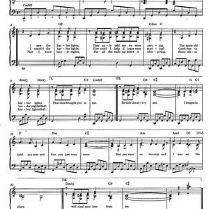 Harbor Lights - Digital Piano Sheet Music with Lyrics - Key of C