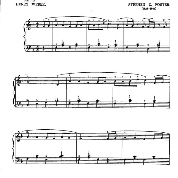 My Old Kentucky Home by Stephen Foster - Digital American Sheet Music Early Intermediate Level Key of F