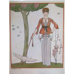 Carte postale - Art déco par George Barbier 1913 Plaque de mode pour Couturier Paquin