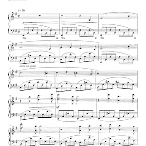 May include: A sheet music score for the song "Exodus" by Ernest Gold. The score is written in the key of C major and features a tempo marking of 78 beats per minute. The music is for piano and includes the words "simile con pedal" written in Italian.