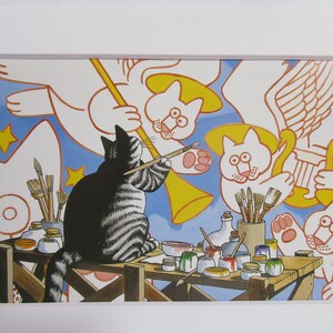 Kliban Cats Cartoon Art Postcard CREATING ANGELS 5&quot; X 7&quot; in White Mat #33