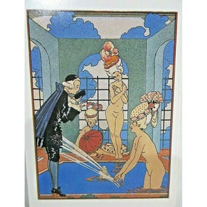 Postkarte - Art Deco von George Barbier 1920 L.Eau Illustrationen für La Guirlande