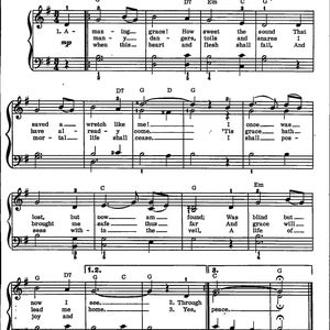 Amazing Grace - Digital Hymn Sheet Music for Piano Organ Guitar Voice Key of G