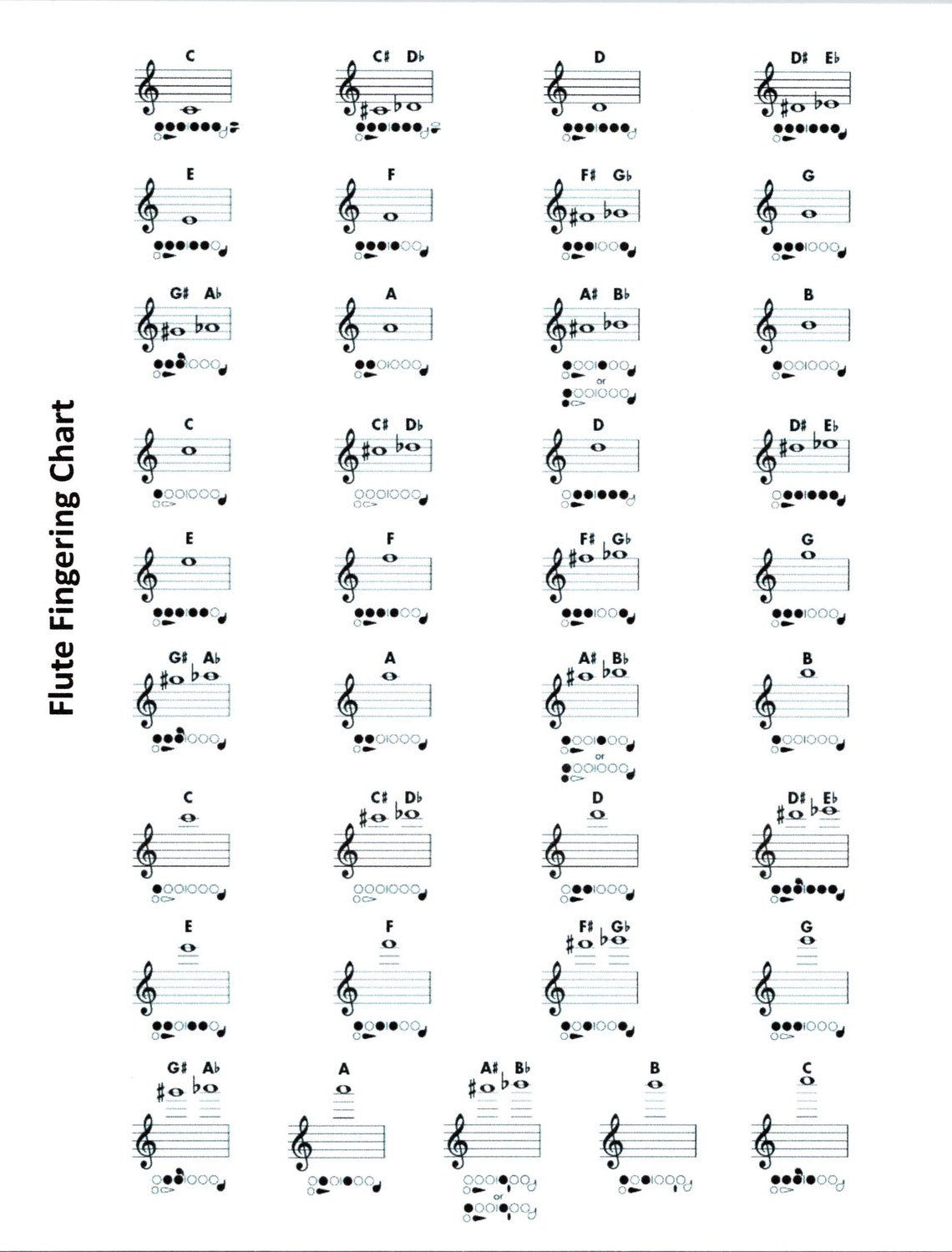 Digital - Flute Fingering Chart for Beginners to Advanced - Etsy