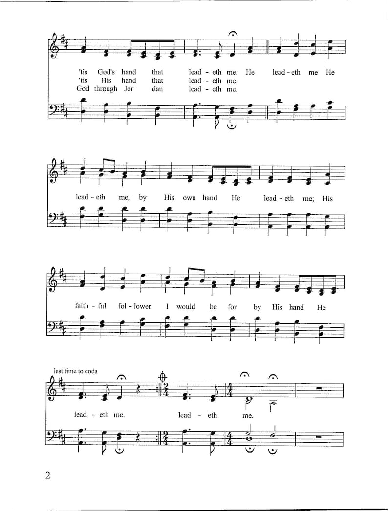 He Leadeth Me, Oh Blessed Thought Digital Hymn Tune for Piano and Voices Etsy