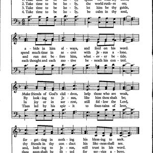 Take Time to BE Holy - Bladmuziek voor digitale hymnemelodie Sleutel van F