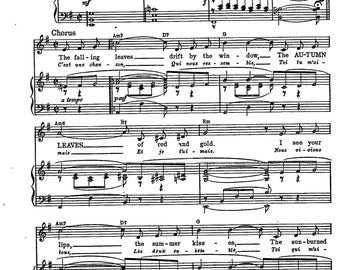 Autumn Leaves by Johnny Mercer Digital Sheet Music Piano Vocal Guitar Key of E Minor
