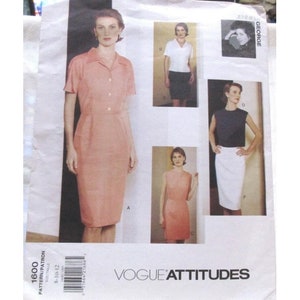 Vogue Sewing Pattern 1600 Sizes 8-12 Misses Dress Top Skirt 1995 Uncut
