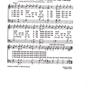 He's Got the Whole World in His Hands - Digital Hymn Tune Sheet Music with Lyrics - Key of F
