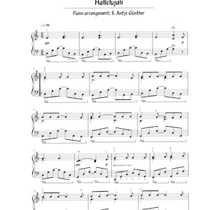 Leonard Cohen Hallelujah Piano Solo Sheet Music - Digital Arrangement Key of C