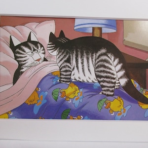 Kliban Cats Cartoon Art Postcard Don't Wake Me Up 5" X 7" in White Mat #16