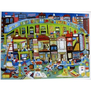 Ralph Fasanella (1914 - 1977), Künstler-Notizkarte – I Love New York 1980