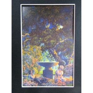 Carte postale Maxfield Parrish Art noir mat - Rêveries (La fontaine) 1926