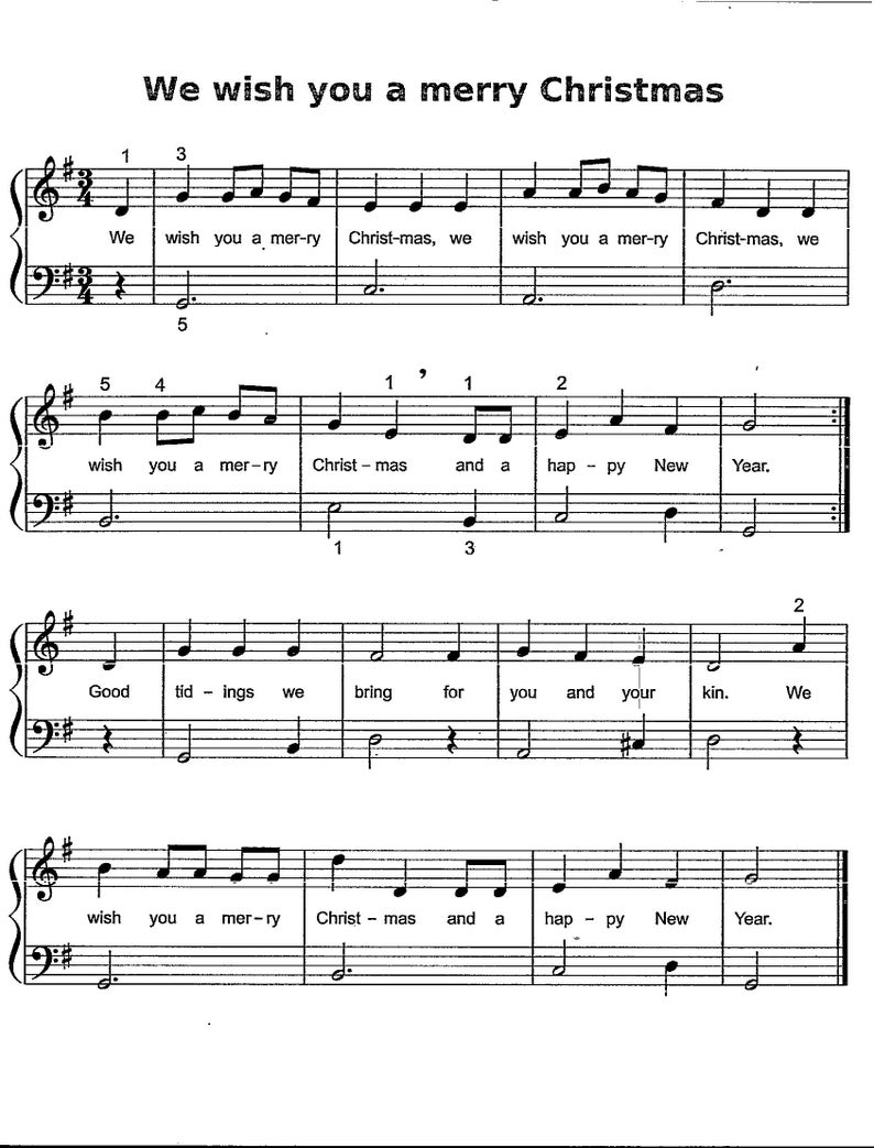 We Wish You a Merry Christmas Easy Teaching Digital Piano With Lyrics