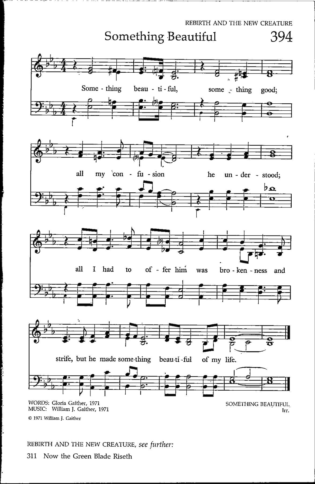 Something Beautiful by Gaither Digital Hymn Tune Sheet Music Key E Flat