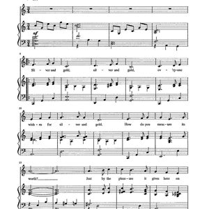 Silver and Gold - Digital Piano with Lyrics - Sung by Burl Ives - Key of C