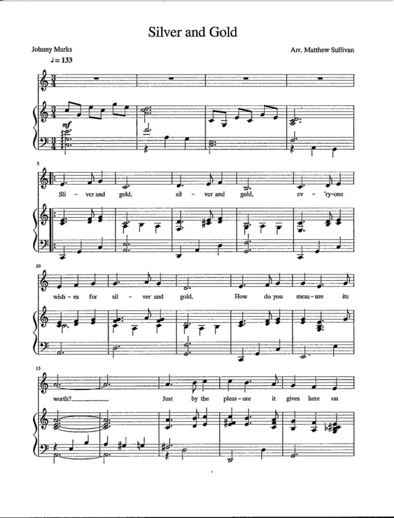 Silver and Gold - Digital Piano With Lyrics - Sung by Burl Ives