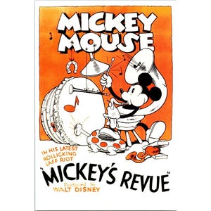 Cartão postal da Disney Mickey's Revue 1932 comemora 25º aniversário
