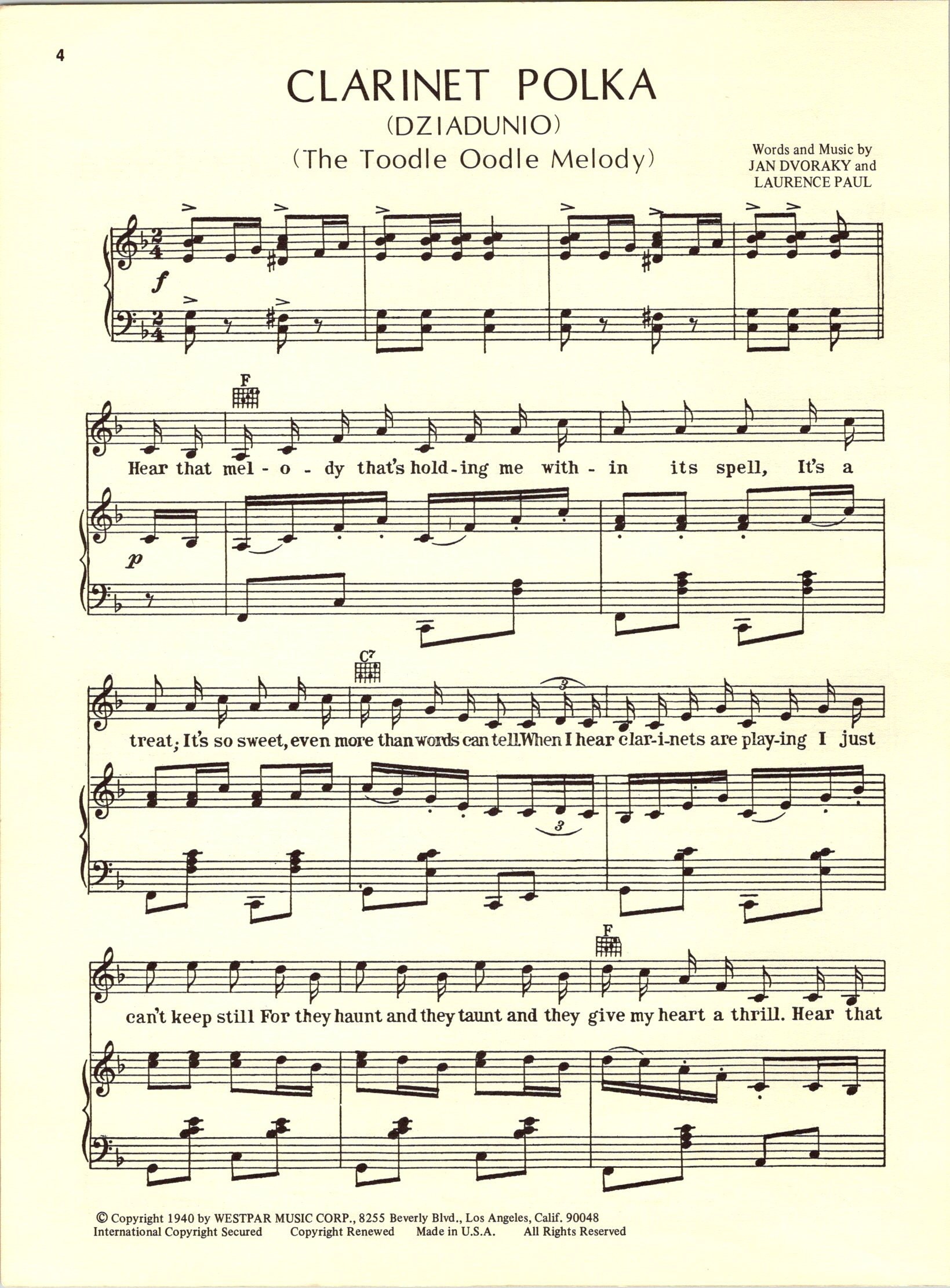 Polka Digital Sheet Music Piano Vocal Guitar Key of F JPEG Etsy