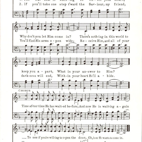 The Savior is Waiting by Ralph Carmichael - Digital Hymn Sheet Music - Key of F