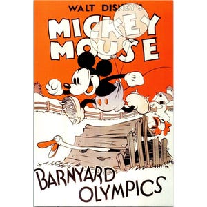 Cartão postal da Disney: Olimpíadas de Barnyard 1932 comemoram 25º aniversário