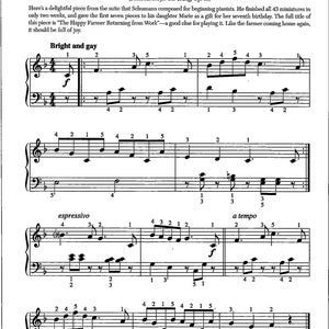 The Happy Farmer by Robert Schumann Digital Piano Sheet Music Key of F Late Beginner Level