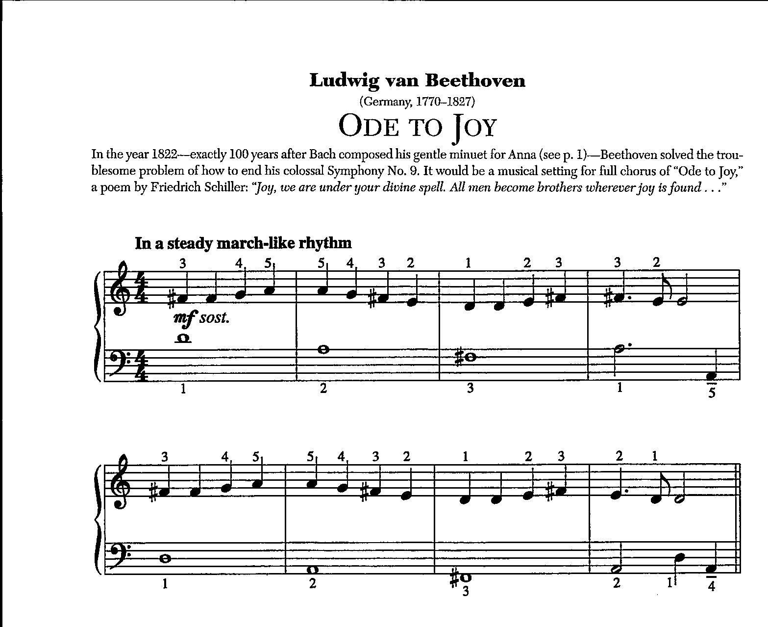 Ode to Joy by Ludwig Van Beethoven Digital Sheet Music Beginner Level Key  of D -  Hong Kong
